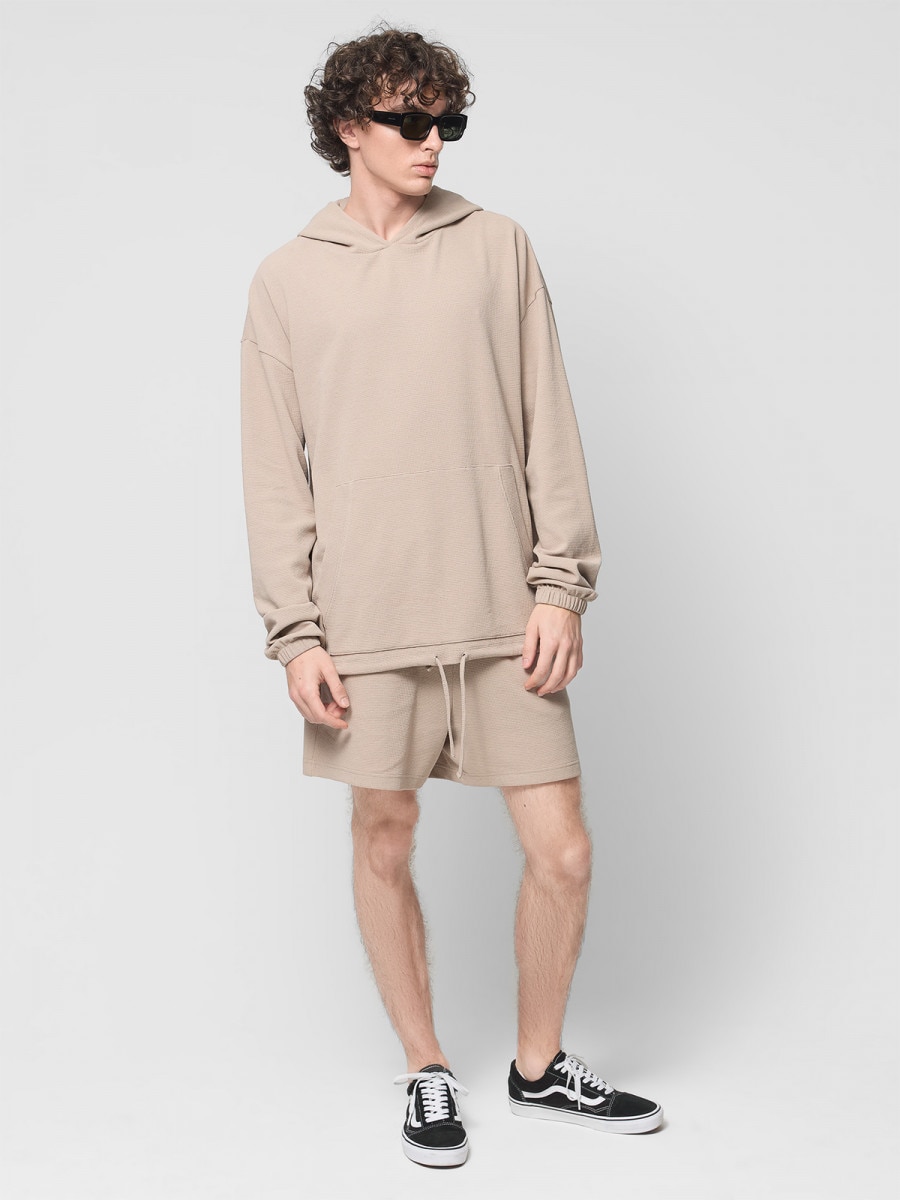 OUTHORN Men's oversize waffle hoodie beige 2