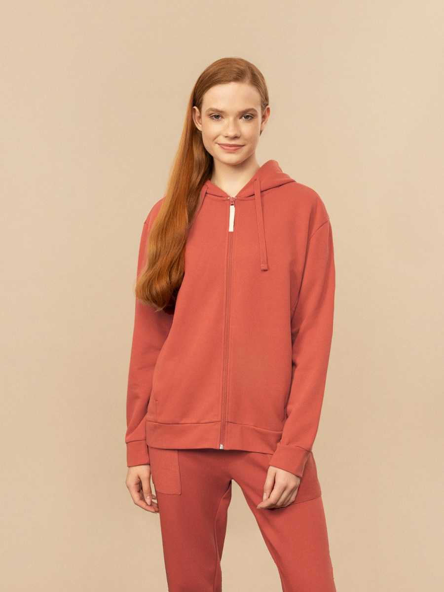 OUTHORN Women's zip-up hoodie red 4