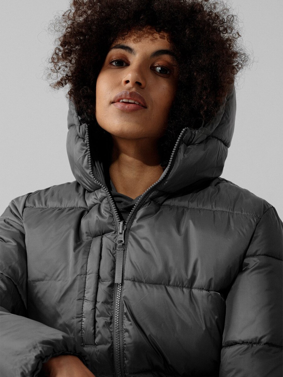  Women's reversible synthetic down jacket middle gray 5