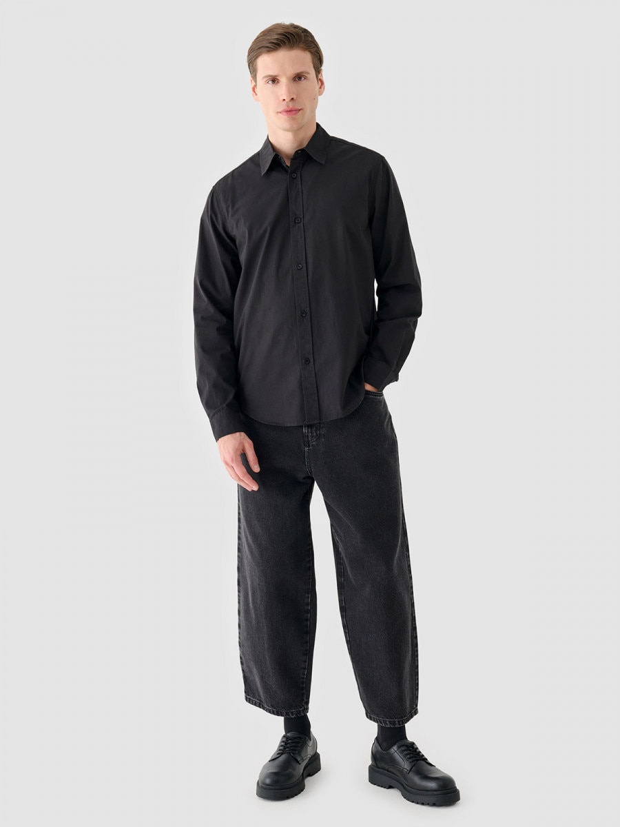 OUTHORN Men's cotton shirt deep black 2