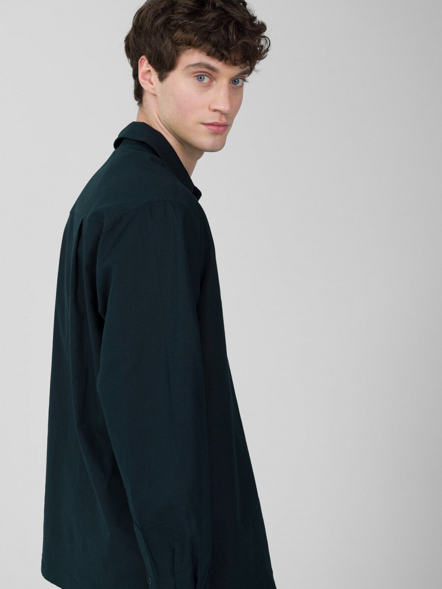 OUTHORN Men's shirt with linen - navy blue 5