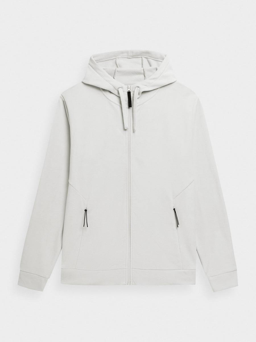 OUTHORN Men's zip-up fleece with hood warm light gray 6