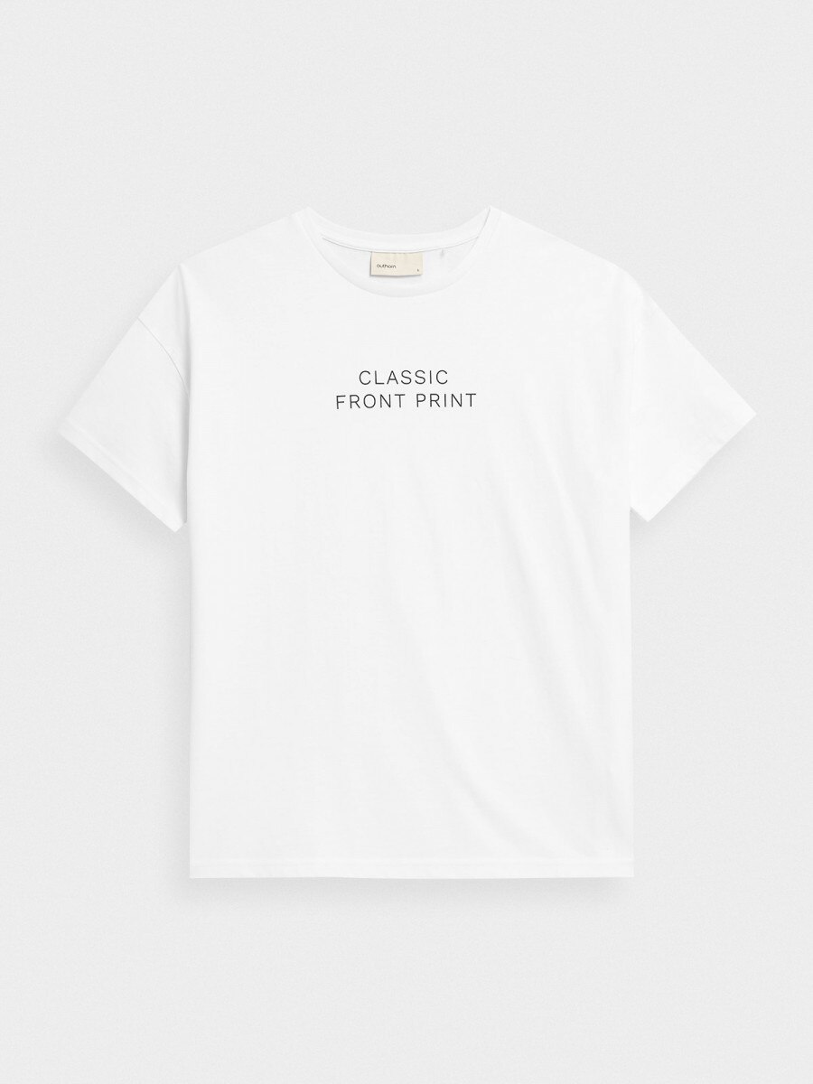 OUTHORN Women's oversize T-shirt with print white 4