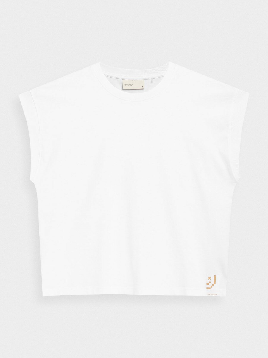 OUTHORN Women's oversize plain T-shirt white 6