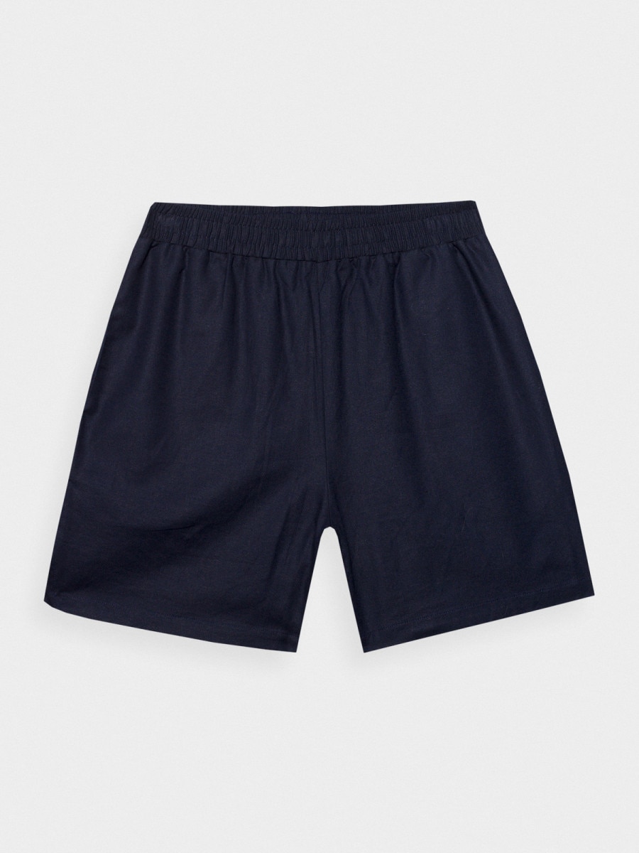 OUTHORN Women's woven linen shorts - navy blue 10
