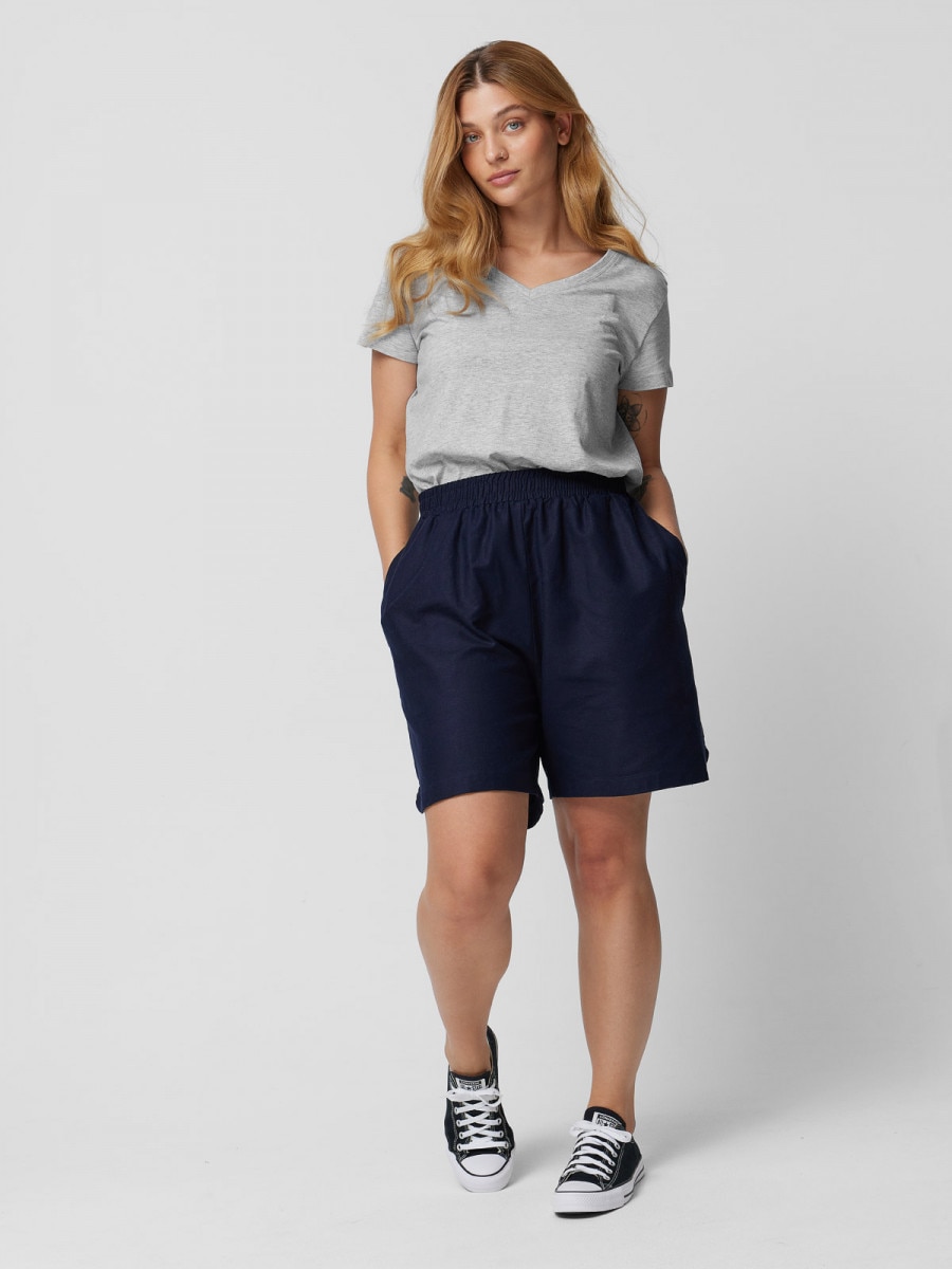 OUTHORN Women's woven linen shorts - navy blue