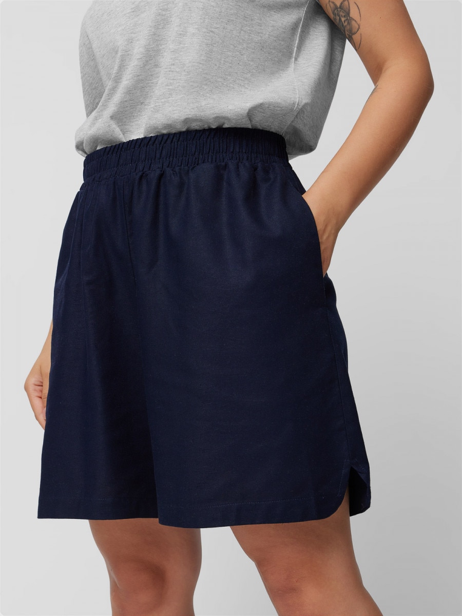 OUTHORN Women's woven linen shorts - navy blue 3