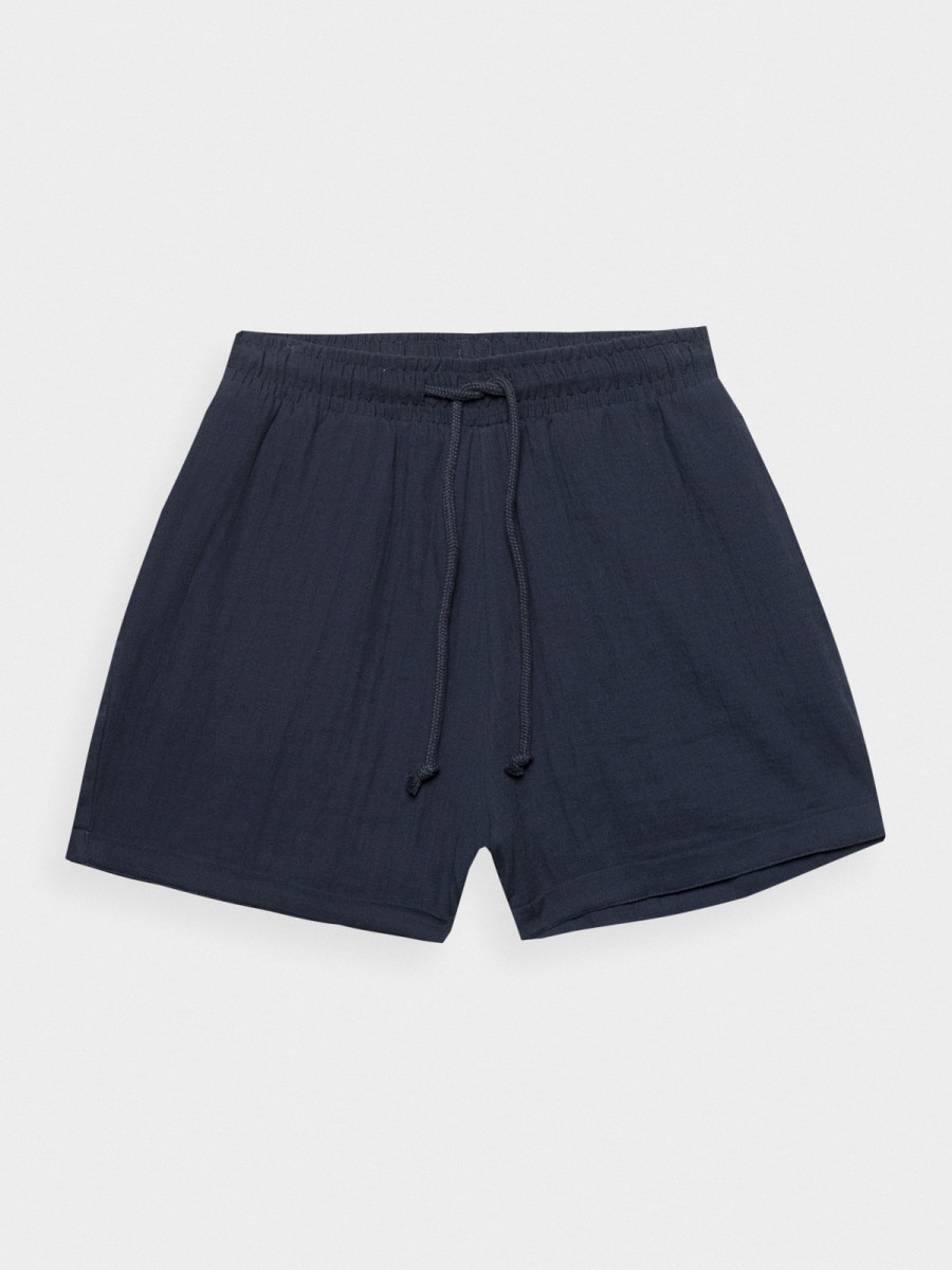 OUTHORN Women's cotton muslin shorts - navy blue 6