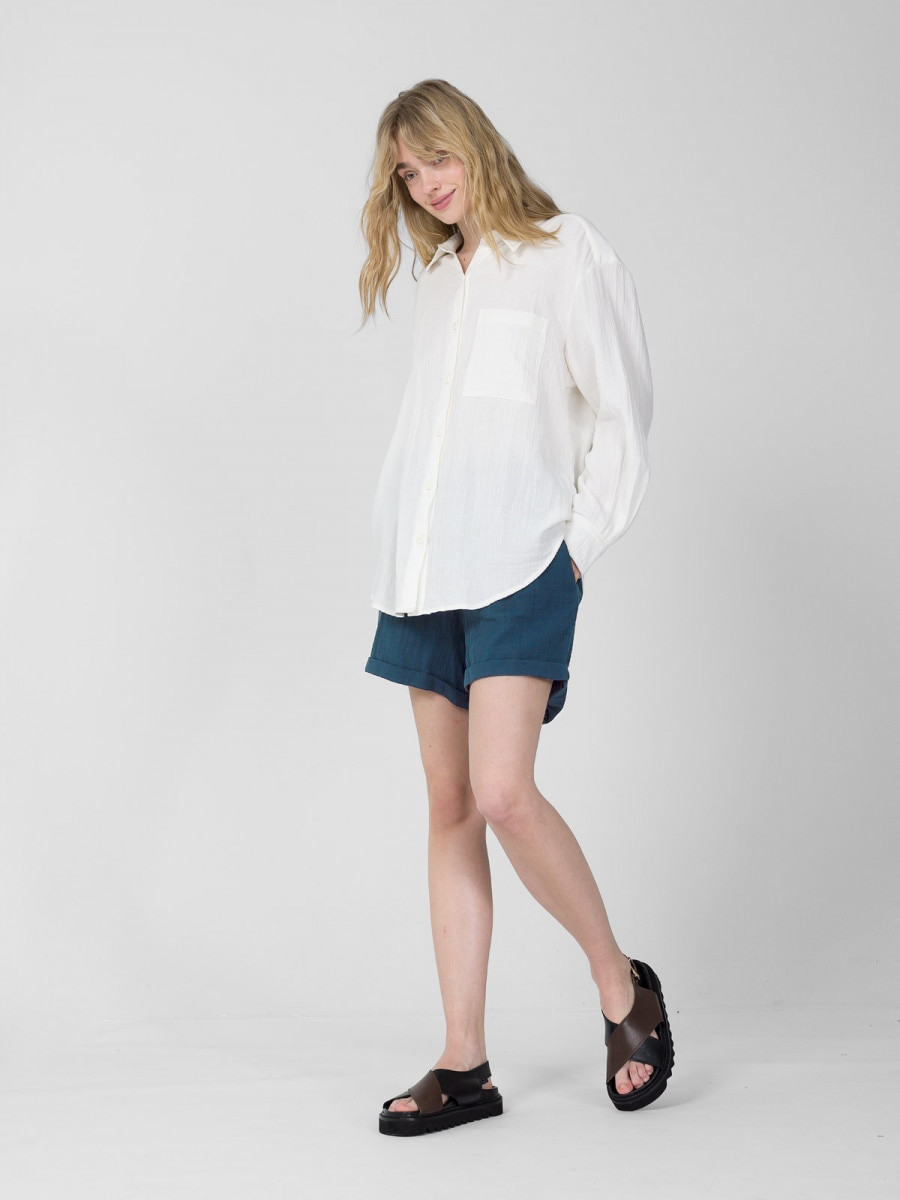 OUTHORN Women's cotton muslin shorts - navy blue 3