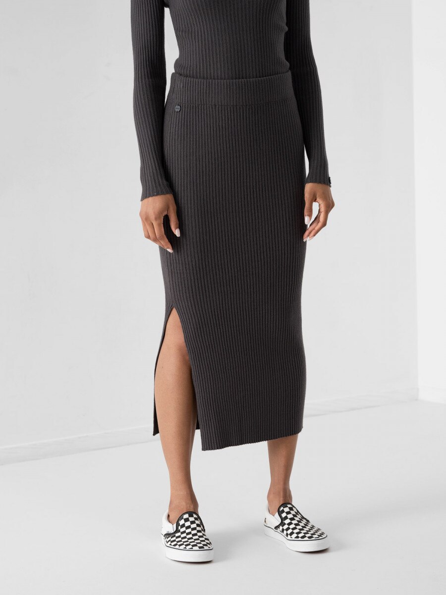  Ribbed pencil skirt middle gray 3