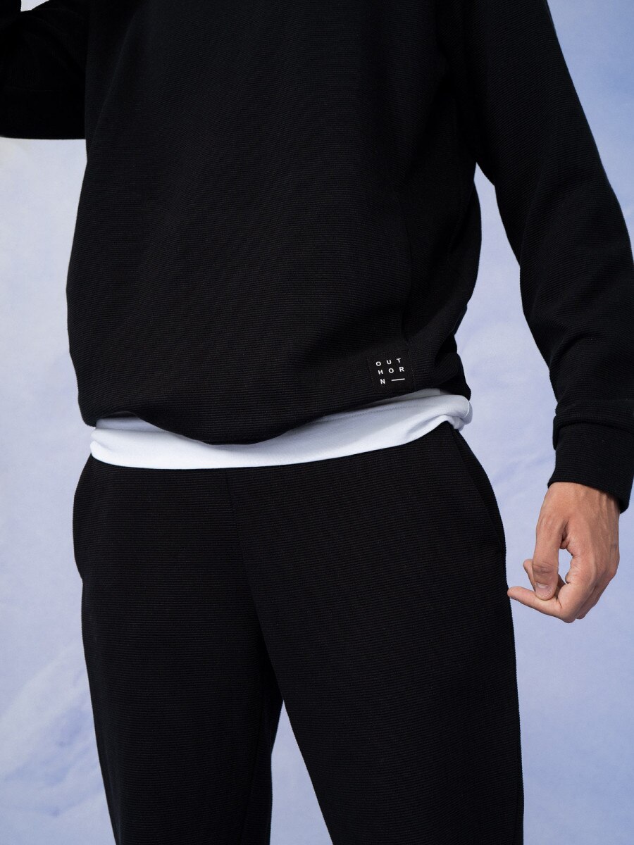 OUTHORN Men's ribbed sweatpants deep black 3