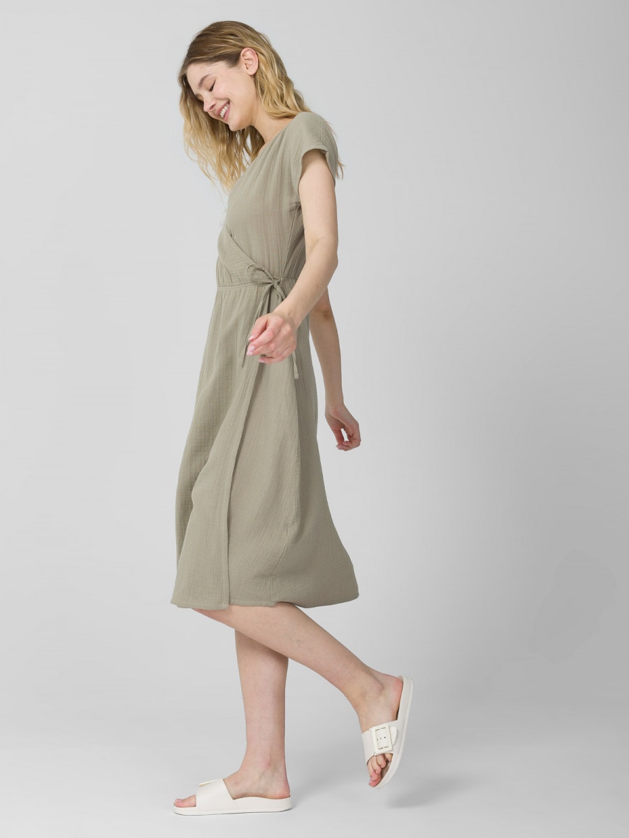 OUTHORN Midi cotton muslin envelope dress - mint mint 5