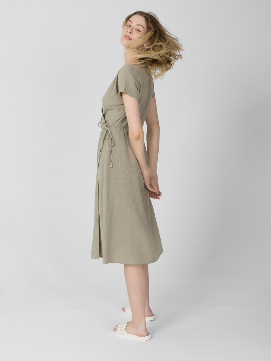 OUTHORN Midi cotton muslin envelope dress - mint mint 6