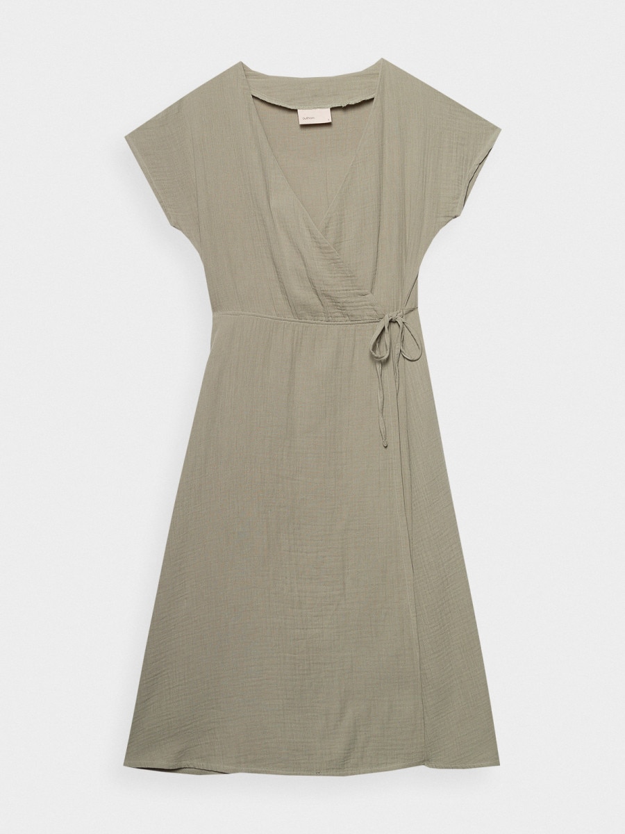 OUTHORN Midi cotton muslin envelope dress - mint mint 7