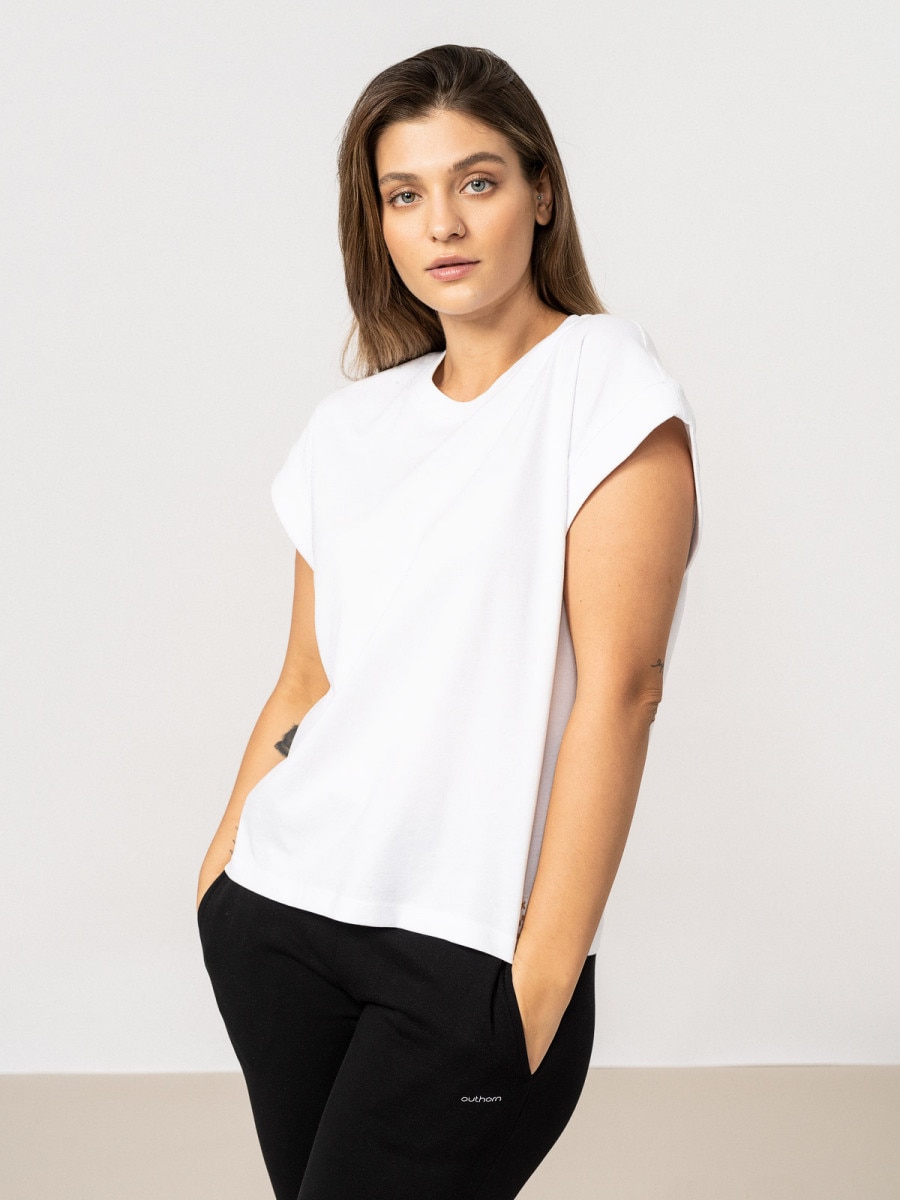 OUTHORN Women's oversize plain T-shirt white