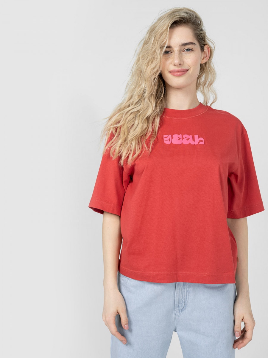 OUTHORN Women's oversize T-shirt with print - red red 2