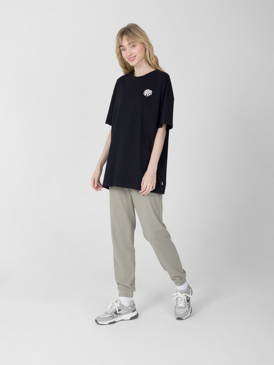 OUTHORN Women's oversize T-shirt with print - navy blue 2