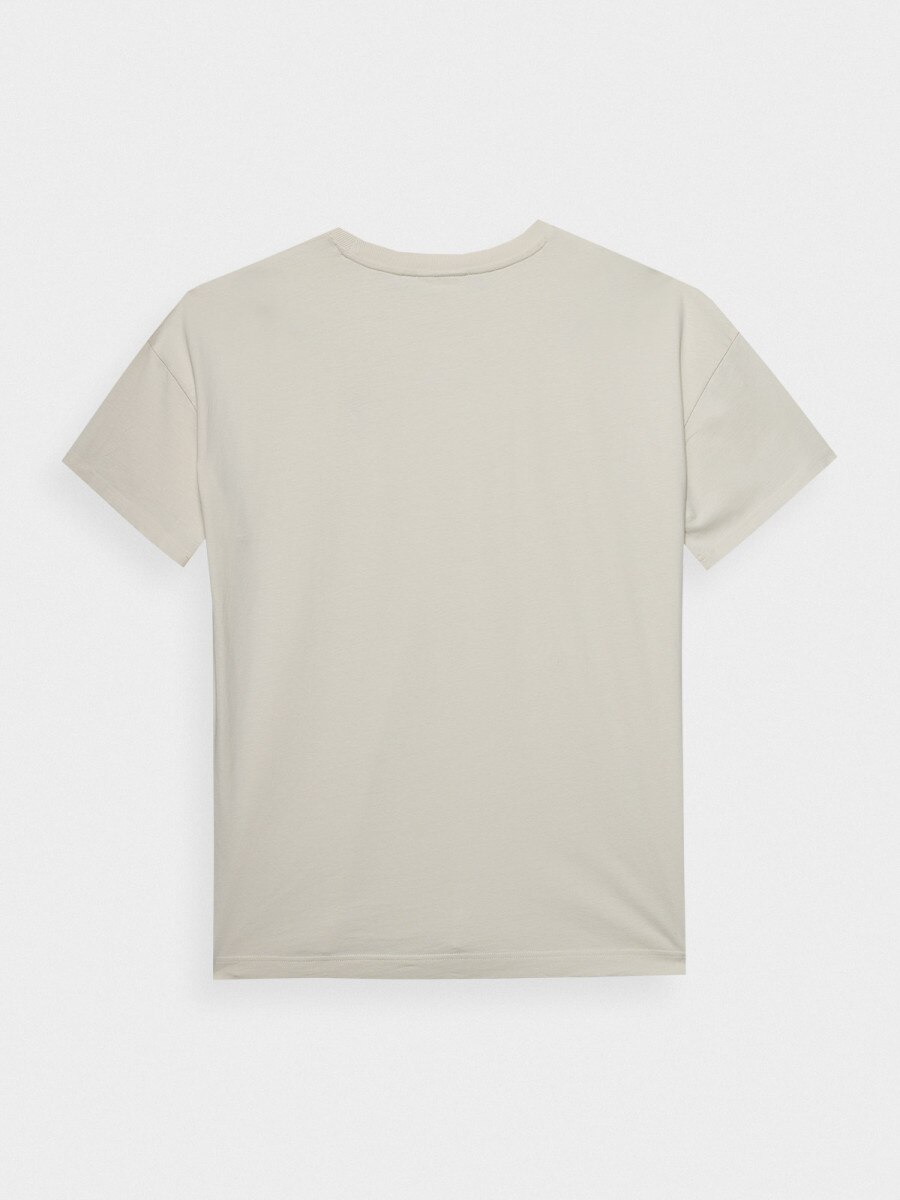 OUTHORN Women's oversize T-shirt with print - cream 6