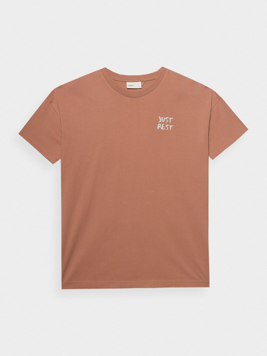 OUTHORN Women's oversize T-shirt with print - orange orange 6