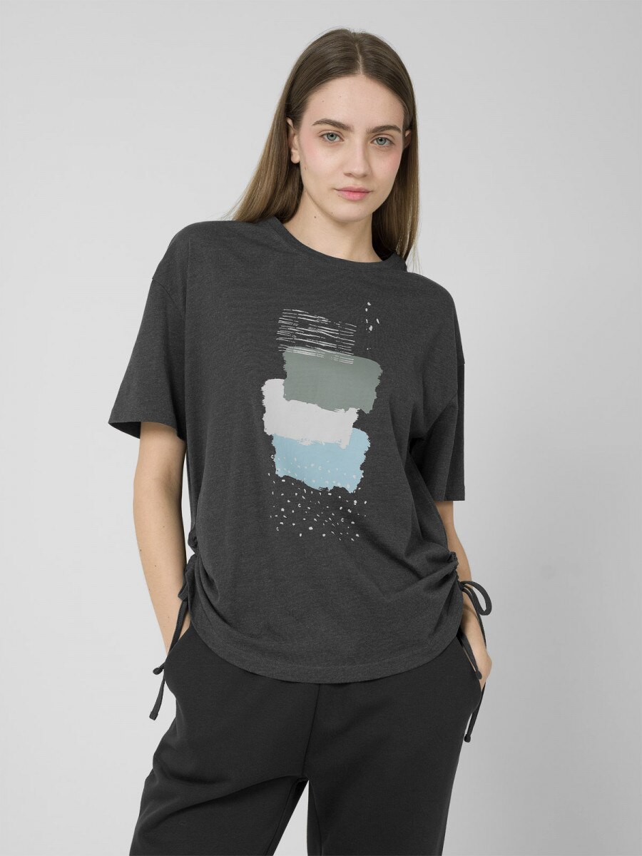 OUTHORN Women's oversize T-shirt with print darrk gray 4