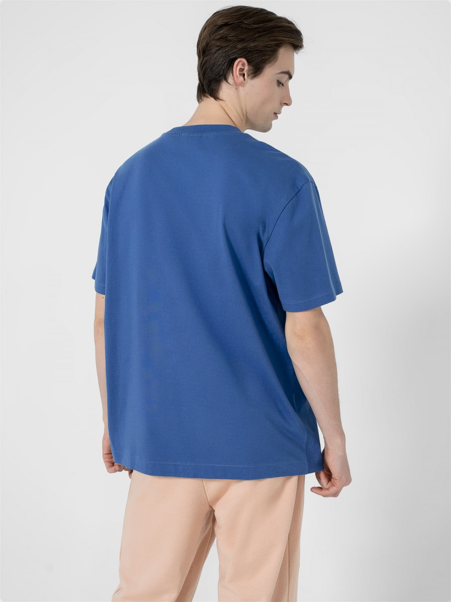 OUTHORN Men's oversize T-shirt with print - blue blue 4