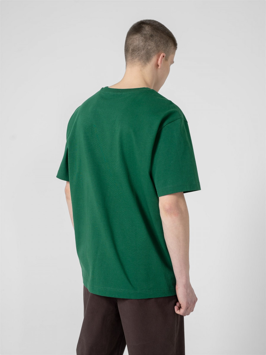 OUTHORN Men's oversize T-shirt with print - green 5