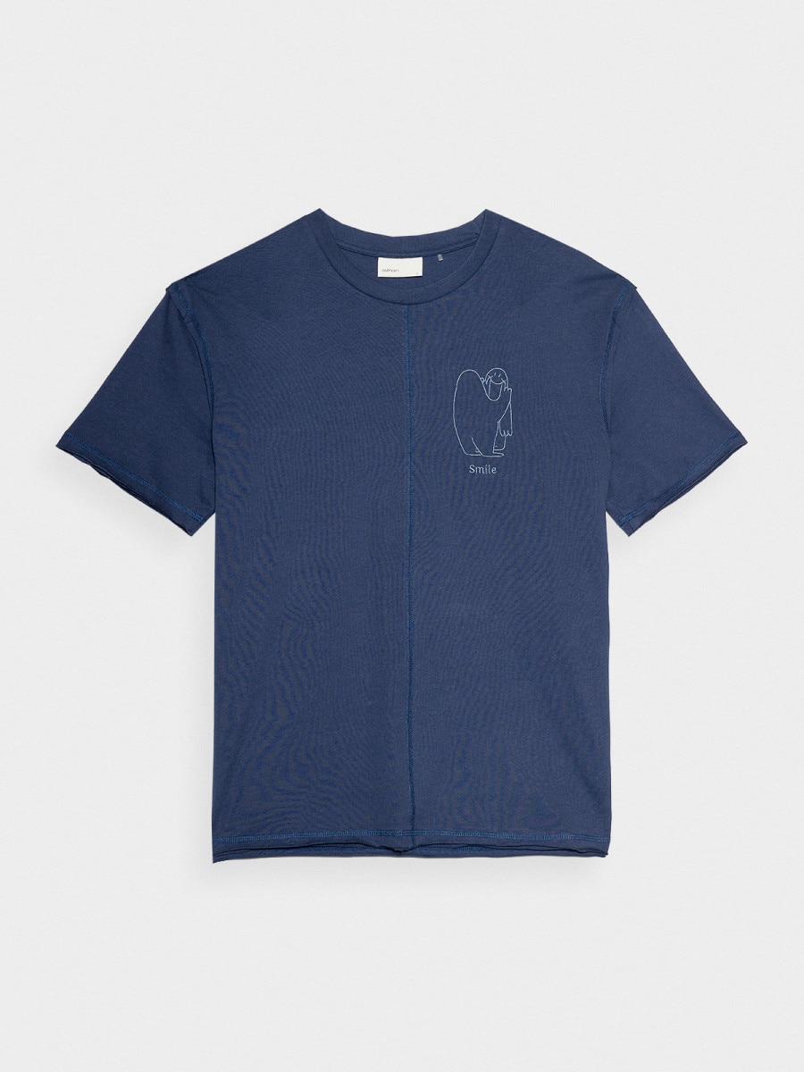 OUTHORN Men's T-shirt with embroidery - navy blue 4