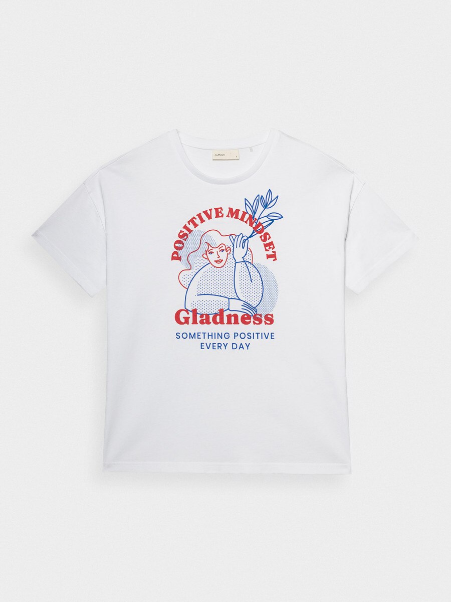 OUTHORN Women's T-shirt with print - white white 5