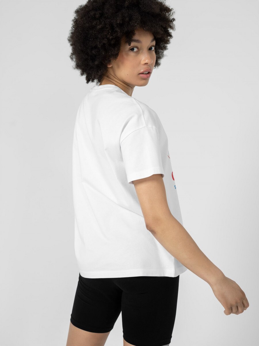 OUTHORN Women's T-shirt with print - white white 4