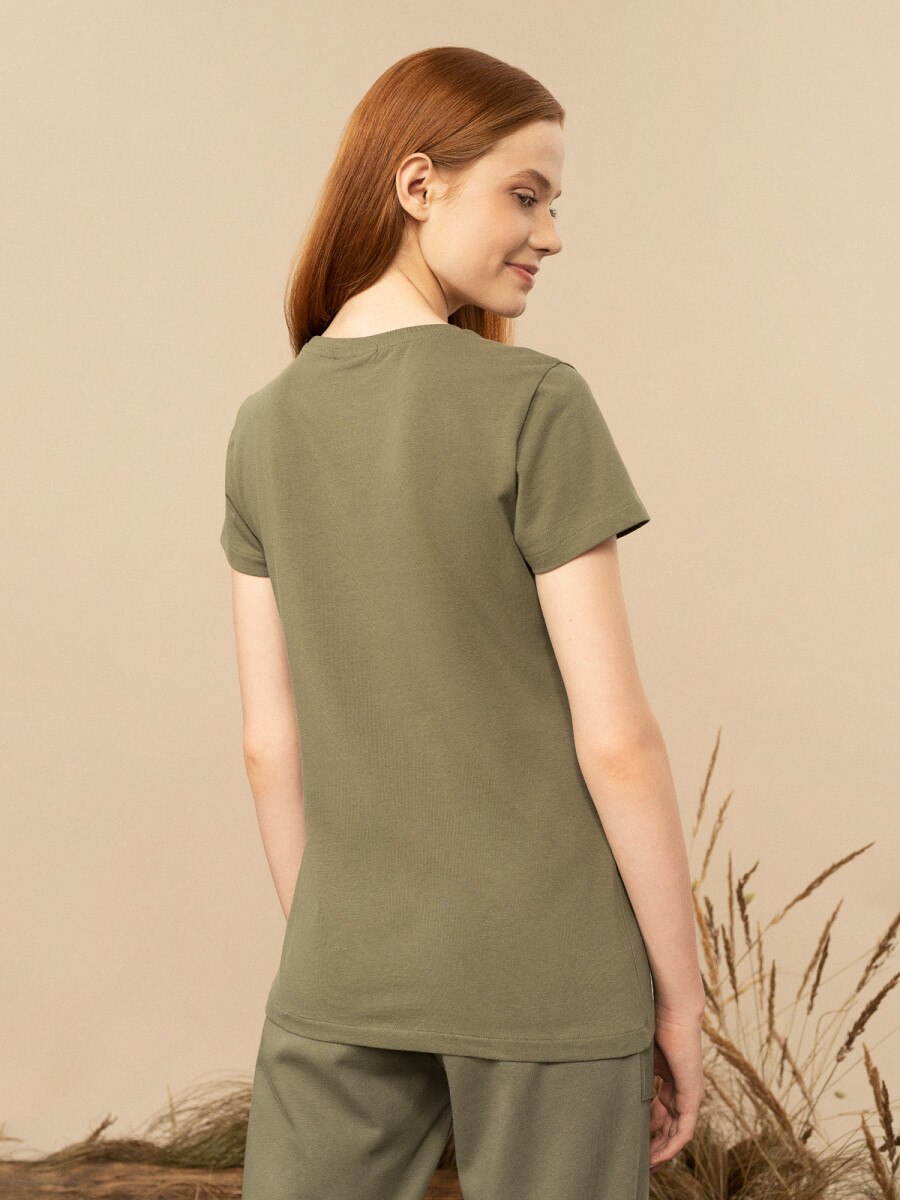 OUTHORN Women's T-shirt with print khaki 5