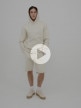 OUTHORN Men's oversize hoodie - cream 3