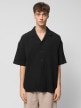 OUTHORN Men's cotton muslin shirt deep black 7