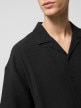 OUTHORN Men's cotton muslin shirt deep black 4