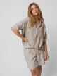 OUTHORN Women's short sleeve linen shirt - beige beige 5