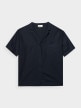 OUTHORN Women's short sleeve linen shirt - navy blue 5