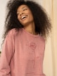 OUTHORN Women's oversized acid wash sweatshirt pink 3