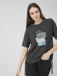OUTHORN Women's oversize T-shirt with print darrk gray