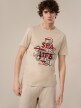 OUTHORN Men's t-shirt with print beige