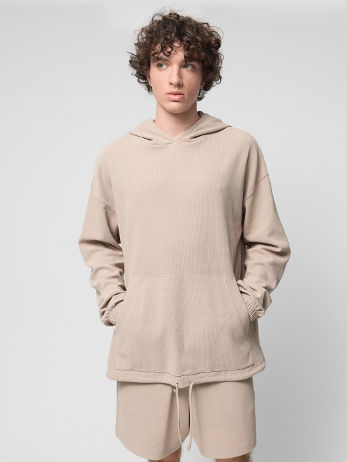 OUTHORN Men's oversize waffle hoodie beige