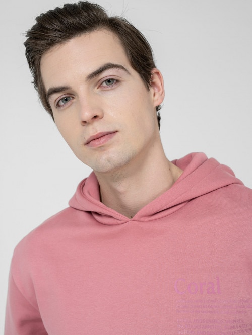 OUTHORN Men's oversize hoodie  pink pink