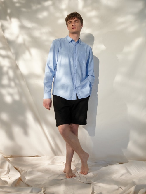 OUTHORN Men's shirt with linen blue