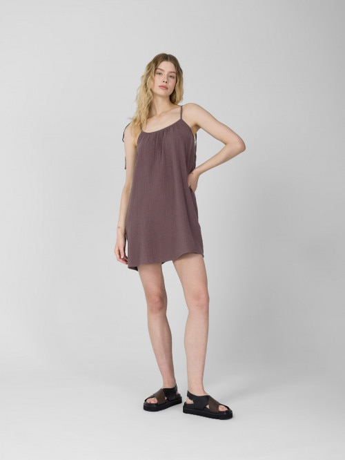 Cotton muslin summer dress - purple