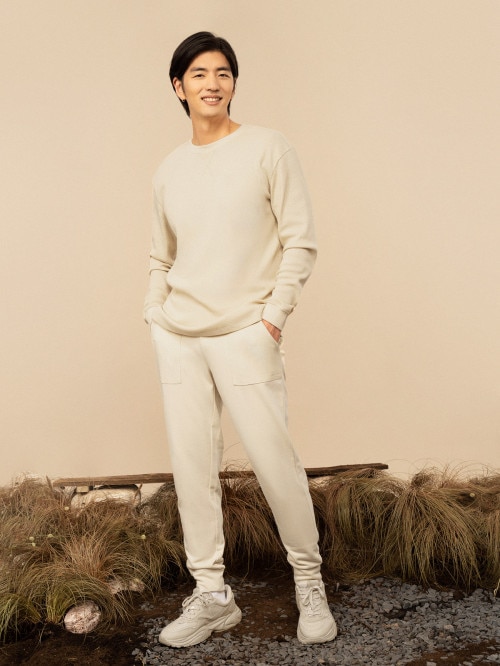 OUTHORN Men's waffle knit longsleeve cream