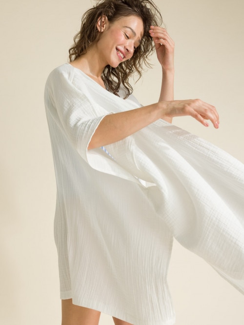 OUTHORN Cotton muslin beach tunic  cream