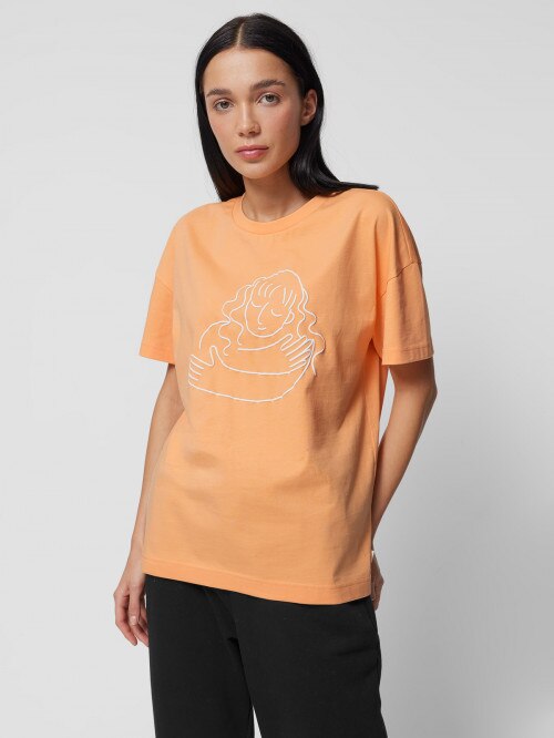 OUTHORN Women's regular Tshirt with print orange
