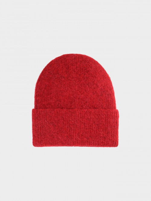 OUTHORN Women's winter beanie with wool and alpaca red