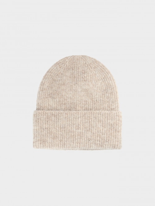 OUTHORN Women's winter beanie with wool and alpaca beige