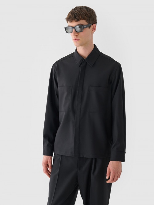 OUTHORN Men's shirt with wool deep black