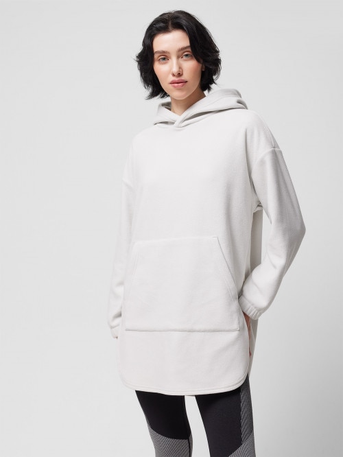 OUTHORN Women's oversize fleece with hood warm light gray