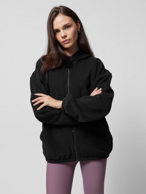 OUTHORN Women's zipup fleece with hood deep black